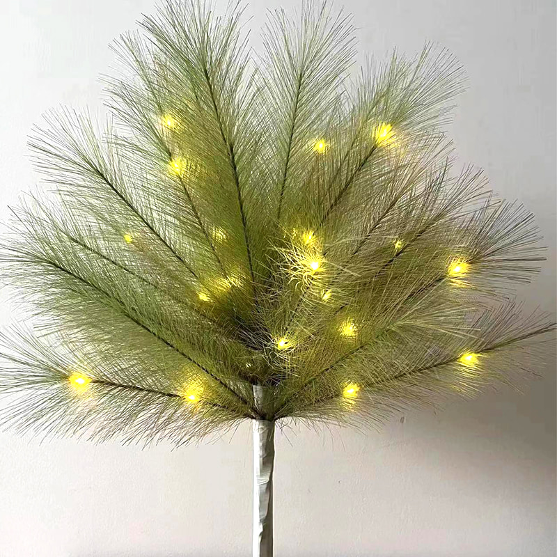 Green Simulated Patented Pampas Grass Yellow Small Ball LED Light White Tree Trunk