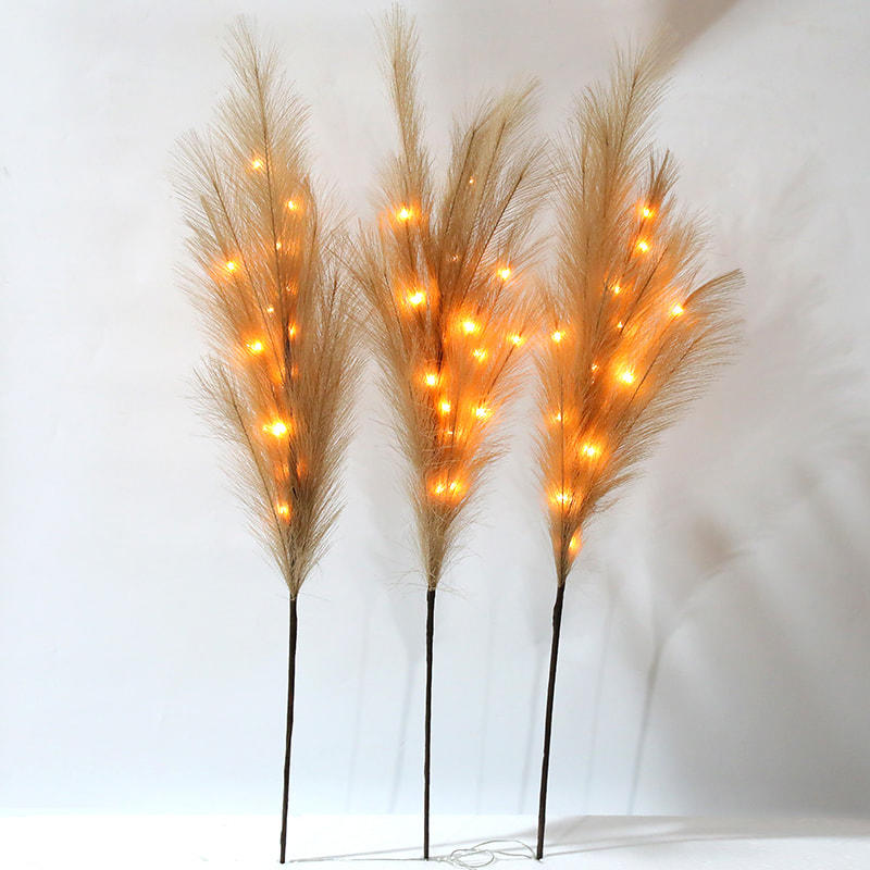 LED Light-Emitting Pampas Grass Single Dried Flower Decoration Arrangement Patented