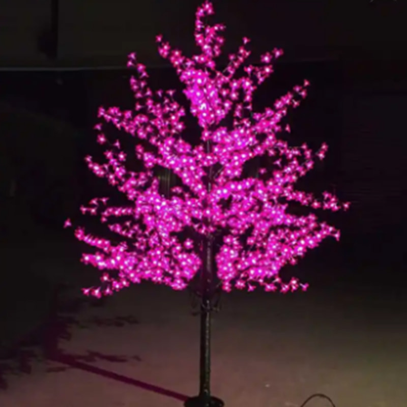 Rose Red Simulated Cherry Blossom Tree Light LED Luminous Tree Outdoor Landscape Garden Light