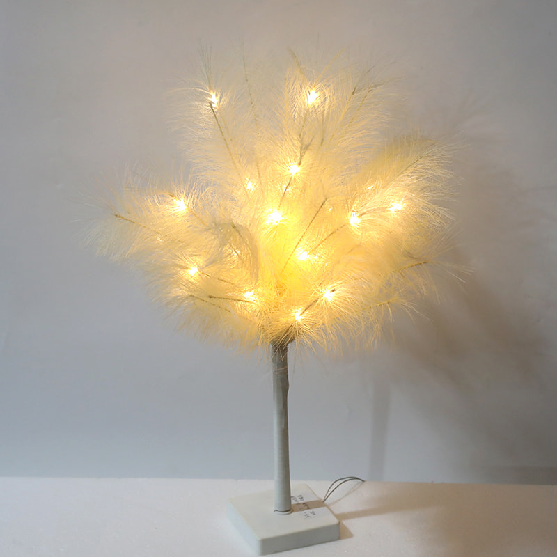 Milky White LED Patented Luminous Pampas Grass Lamp Bedroom Table Night Light