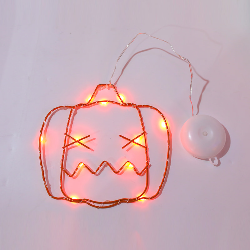 Orange LED Pumpkin Shape Neon Suction Cup Light Window Decoration Arrangement