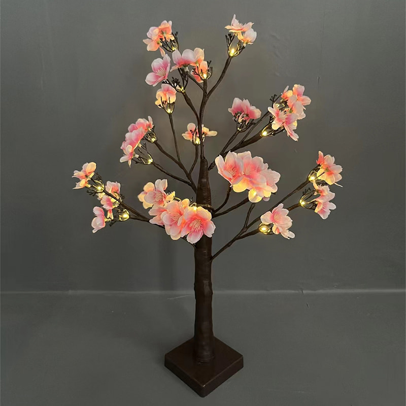 60cm LED Simulated Peach Blossom Tree Decoration Indoor Front Desk Small Tree Light