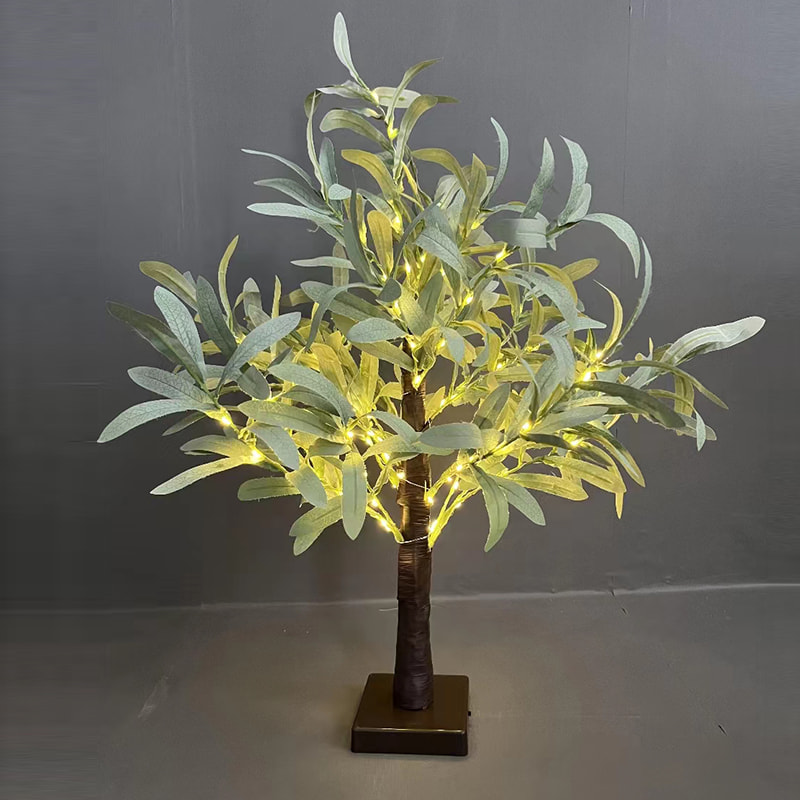60cm LED Artificial Simulation Olive Branch Plant Decoration Table Lamp