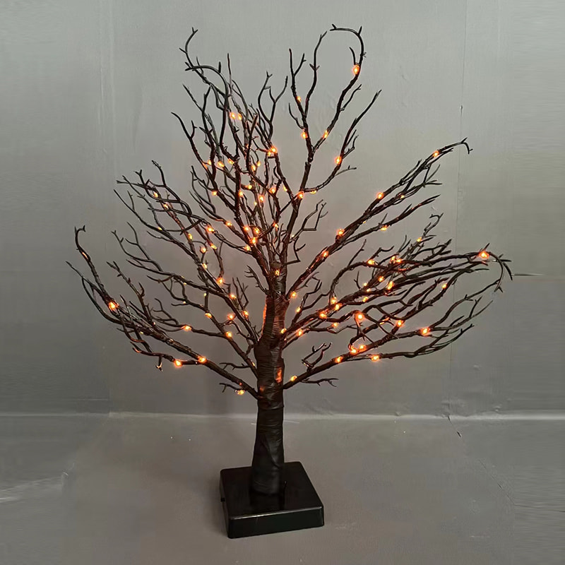 55cm Glowing Black Birch LED Halloween Table Tree Light