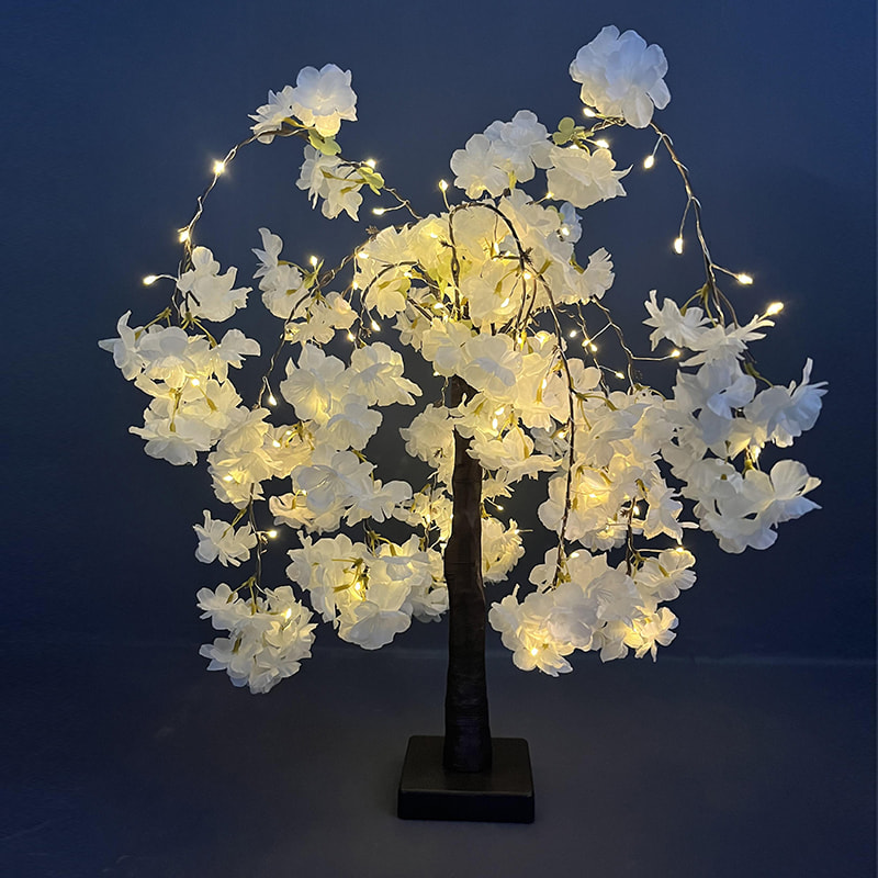 60cm White Simulated Cherry Blossom Tree LED Table Tree Light