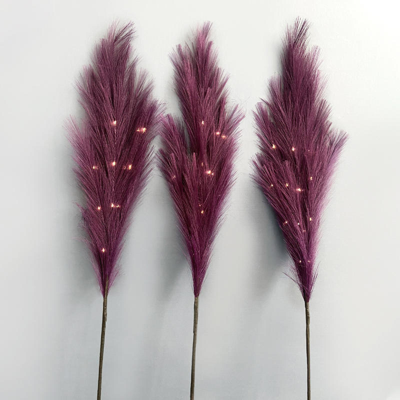 Purple Patented Pampas Grass Red LED Firefly Light Indoor And Outdoor Decoration
