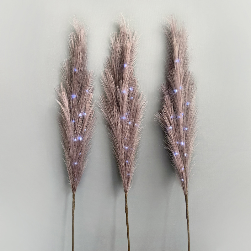 Brown Artificial Reed Rabbit Tail Grass Patented Pampas Grass Decorative Light